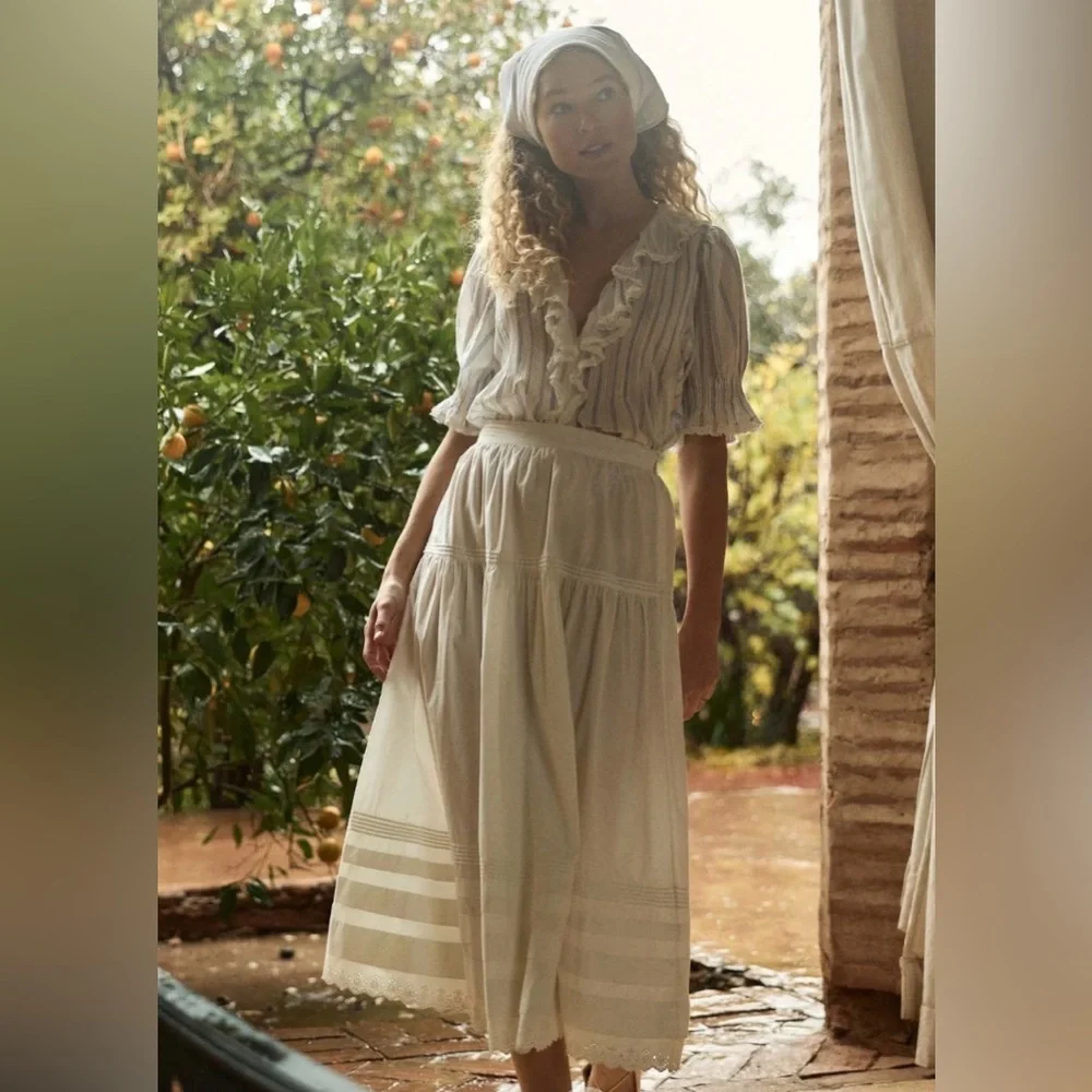 Doen Sebastiane Skirt in Powder White Sz Small NWT CURRENT - Picture 1 of 5